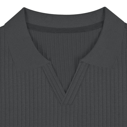Men's Summer Turn Down Collar Popo-New Elastic Polo Shirt